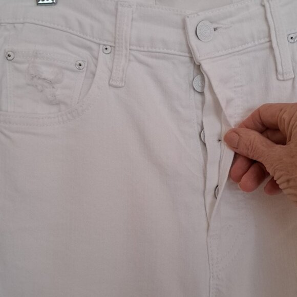 Mother Jeans TOMCAT Roller Chew White Almost Innocent sz27 Chewed hem/pocket - Picture 5 of 16